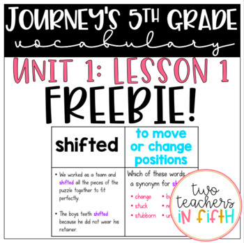 Preview of Journey's 5th Grade Vocabulary Lesson: Unit 1, Lesson 1 FREEBIE