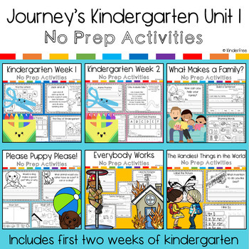 Preview of Journey's Kindergarten Unit 1 No Prep Activities (includes week 1 and 2)