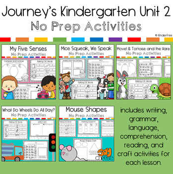 Preview of Journey's Kindergarten Unit 2 No Prep Activity Packs