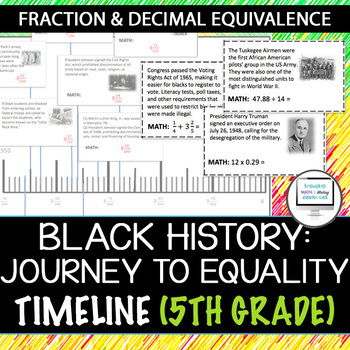Preview of Journey to Equality Timeline - Grade 5 (Black History with Fractions & Decimals)