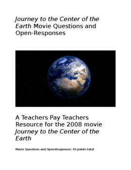 Preview of Journey to the Center of the Earth Movie Questions and Open-Responses