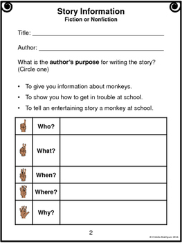 Journeys 1st Grade "Curious George at School" Comprehension Packet