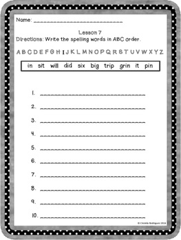 Journeys 1st grade Spelling Worksheets (ABC Order) by Cristela Rodriguez
