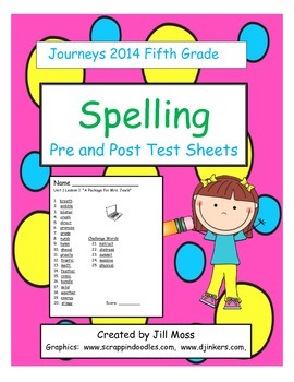 spelling test journeys fifth sheets grade pre