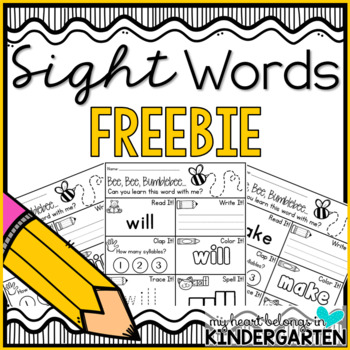 Preview of Sight Word Worksheets - Sight Word Practice FREEBIE