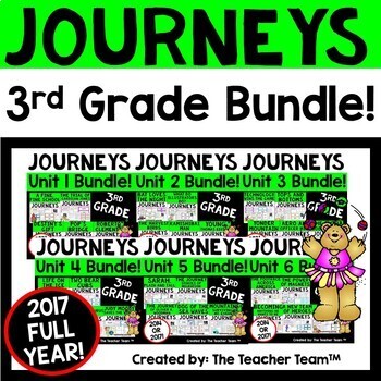 Preview of Journeys 3rd Grade Unit 1 - Unit 6 Printables Year Bundle 2017