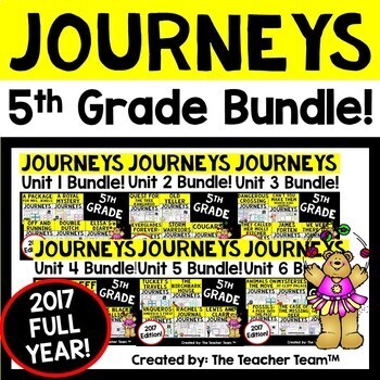 Preview of Journeys 5th Grade Unit 1 - Unit 6 Year Printables Bundle | 2017 or 2014