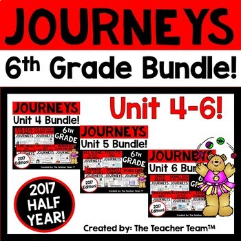Preview of Journeys 6th Grade Unit 4 - Unit 6 Printables Bundle | 2017