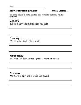 Preview of Journeys 2nd Grade Daily Proofreading Practice BUNDLE!