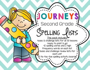 Preview of Journeys 2nd Grade Spelling Lists
