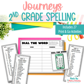 Preview of Journeys 2nd Grade Spelling Lists and Activities for Spelling Practice