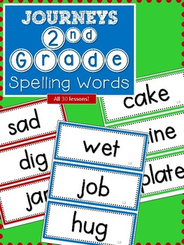 Preview of Journeys 2nd Grade Spelling Words Lessons 1-30