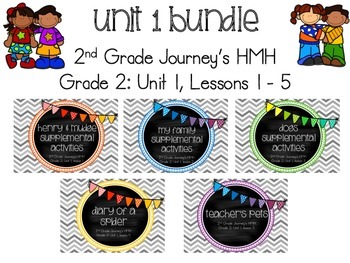 Preview of Journey's 2nd Grade Unit 1, Lessons 1 - 5 BUNDLE - supplemental activities