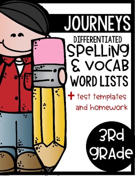 Preview of Journeys 3rd Grade Differentiated Spelling Lists