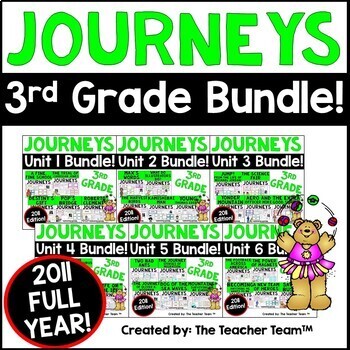 Preview of Journeys 3rd Grade Unit 1 -Unit 6 Full Year Printables Bundle | 2011