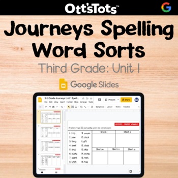Preview of Journeys 3rd Grade Spelling Word Sort - Unit 1 - Google Slides Activity