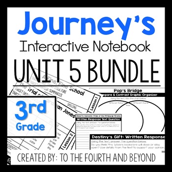 Preview of Journeys 3rd Grade UNIT 5 BUNDLE Less Cutting Interactive Notebook