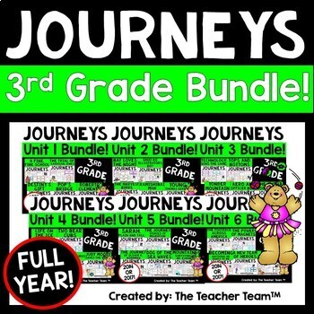 Preview of Journeys 3rd Grade Unit 1 - Unit 6  Printables  Year Bundle | 2014 or 2017