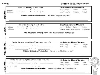 Journeys 3rd grade Homework Unit 3 (Lessons 11-15) by Monkey Lady