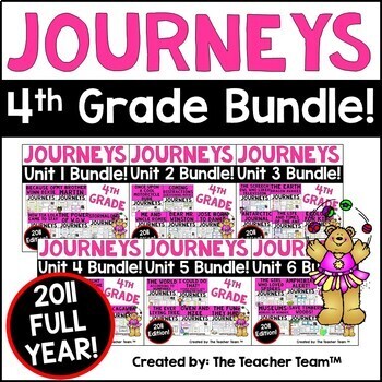 Preview of Journeys 4th Grade Unit 1 - Unit 6 Year Bundle | 2011