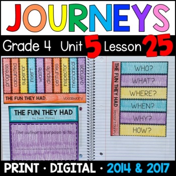 Preview of Journeys 4th Grade Lesson 25: The Fun They Had Supplements with GOOGLE Classroom