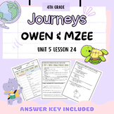 Journeys 4th Grade Owen and Mzee Vocabulary and Reading Te