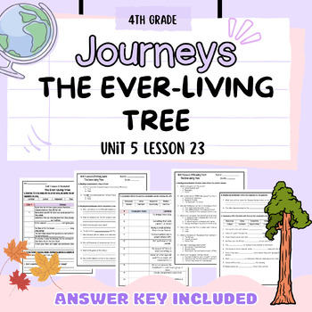 Preview of Journeys 4th Grade The Ever-Living Tree Reading & Vocabulary Test & Study Guide