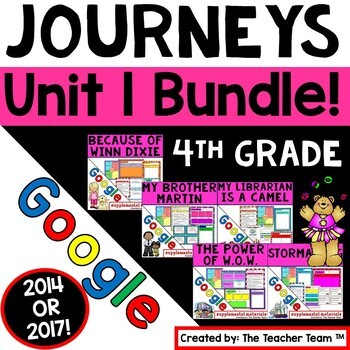 Preview of Journeys 4th Grade Unit 1 Google Activities Bundle | 2014 | Google Slides