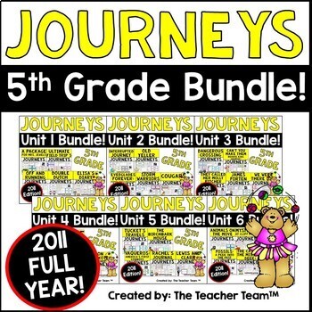 Preview of Journeys 5th Grade Unit 1 - Unit 6  Printables Year Bundle | 2011