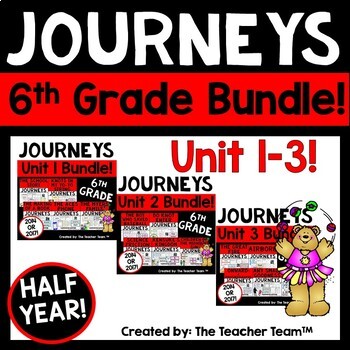 Preview of Journeys 6th Grade Unit 1 - Unit 3 Printables Bundle | 2014 or 2017