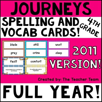 Preview of Journeys 4th Grade Vocabulary Cards & Spelling Word Cards |  2011