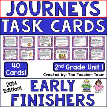 Preview of Journeys 2nd Grade Unit 1 Early Finishers Task Cards 2014 or 2017