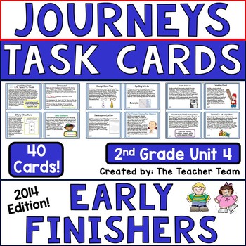 Preview of Journeys 2nd Grade Unit 4 Early Finishers Task Cards 2014 or 2017