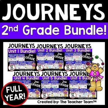 Preview of Journeys 2nd Grade Unit 1 - Unit 6  Printables Year Bundle 2014-2017