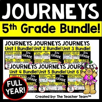 Preview of Journeys 5th Grade Unit 1 - Unit 6 Year Bundle | 2014 or 2017