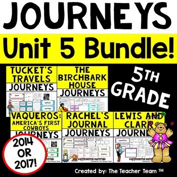 Preview of Journeys 5th Grade Unit 5 Printables Bundle | 2014 or 2017