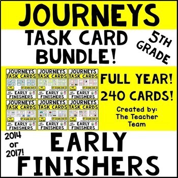 Preview of Journeys 5th Grade Early Finishers Task Cards Unit 1 - Unit 6 | 2014 - 2017