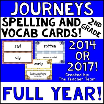 Preview of Journeys 2nd Grade Vocabulary Cards & Spelling Words 2014