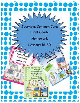 Preview of Journeys Common Core First Grade Homework Bundle Lessons 16-30 Half of Year