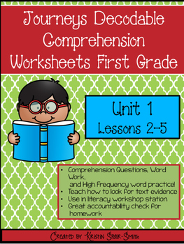Preview of Journeys Decodable Comprehension Pages  First Grade! **Unit 1**