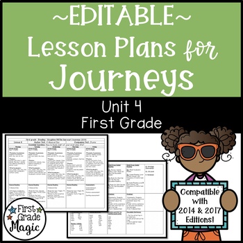 Preview of Journeys Lesson Plans First Grade Unit 4 {EDITABLE!}