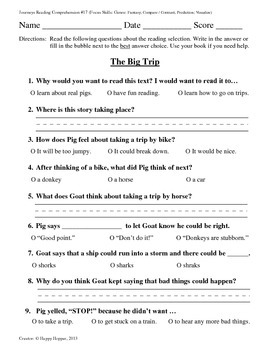 Teacher-Created 1st Grade Reading Test from Journeys, Lesson 17 | TPT