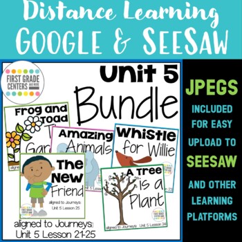 Preview of Journeys First Grade Unit 5 Bundle Google Slides Seesaw Digital