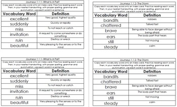 Preview of Journeys First Grade Vocabulary Assignment Units1-6 Bundle Pack