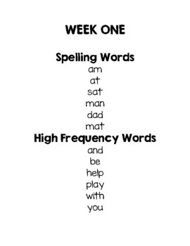 Preview of Journeys First Grade Weekly Spelling Words and High Frequency Words for the Year