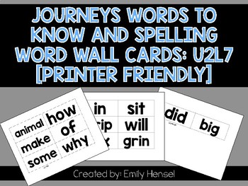 Harcourt Journeys First Grade Word Wall Words