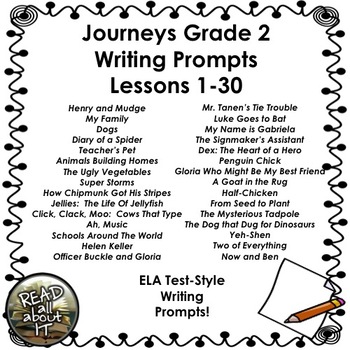Preview of Journeys Grade 2-Writing Prompts Bundle-Lessons 1-30