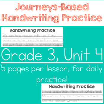 Preview of Journeys Grade 3 Handwriting Practice- Unit 4