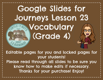 Preview of Journeys Grade 4, Lesson 23 Vocabulary Google Slides, Interactive/Editable