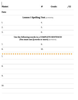 Preview of Journeys Grade 4 Spelling Test Lesson 1 (Dictation Test)